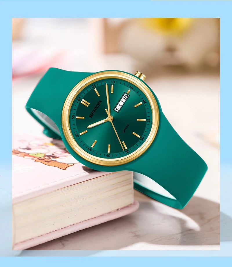 Fashion Calendar High Guality Women's Quartz Watch Silicone strap Ladies Watches Simple Elegant Watch For Woman Lady Reloj Mujer
