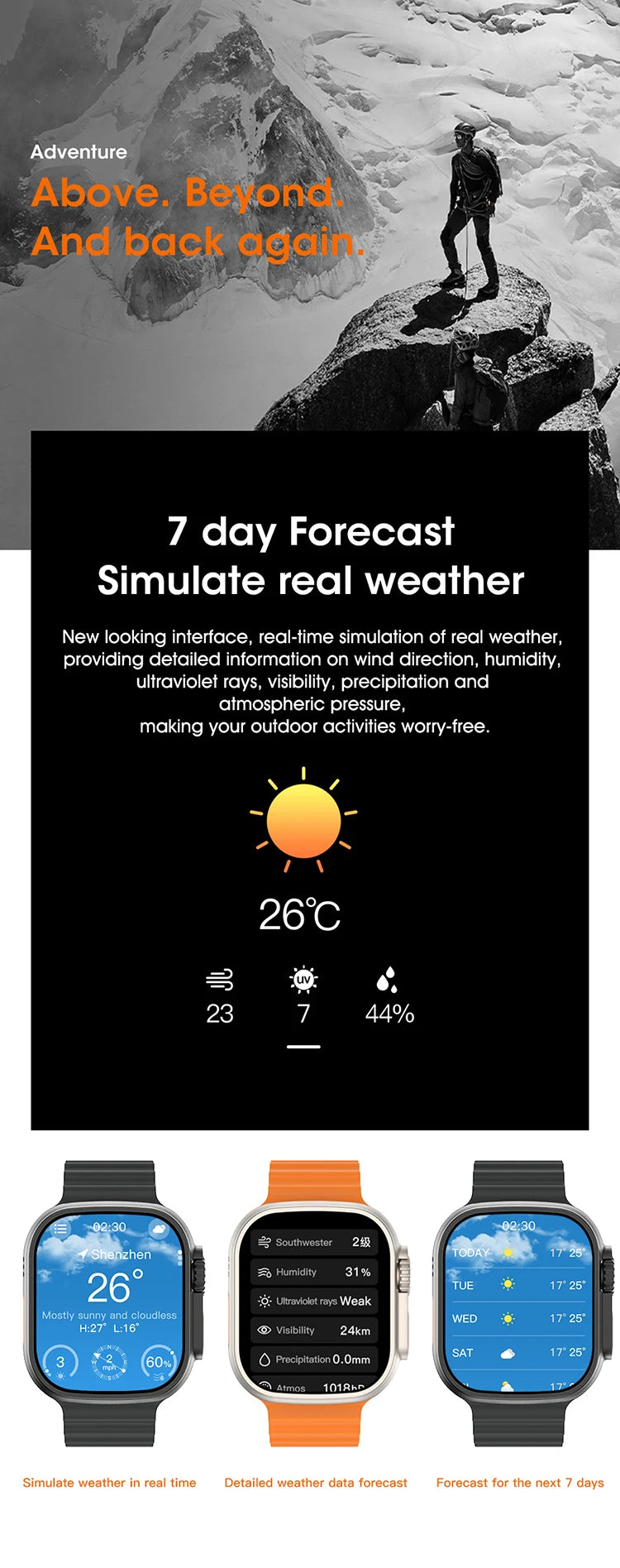 Ultra 4 AI Smart Watches 2.2'' Screen IP68 Waterproof Smartwatch for Men Women Bluetooth Calls Fitness Tracker GPS Sport Modes
