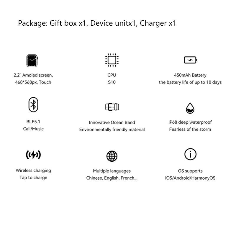 Ultra 4 AI Smart Watches 2.2'' Screen IP68 Waterproof Smartwatch for Men Women Bluetooth Calls Fitness Tracker GPS Sport Modes