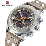 NAVIFORCE Luxury Watches for Men Eco-Drive Movement Casual Genuine Leather Strap 5ATM Waterproof Luminous Wristwatches Gift 2025