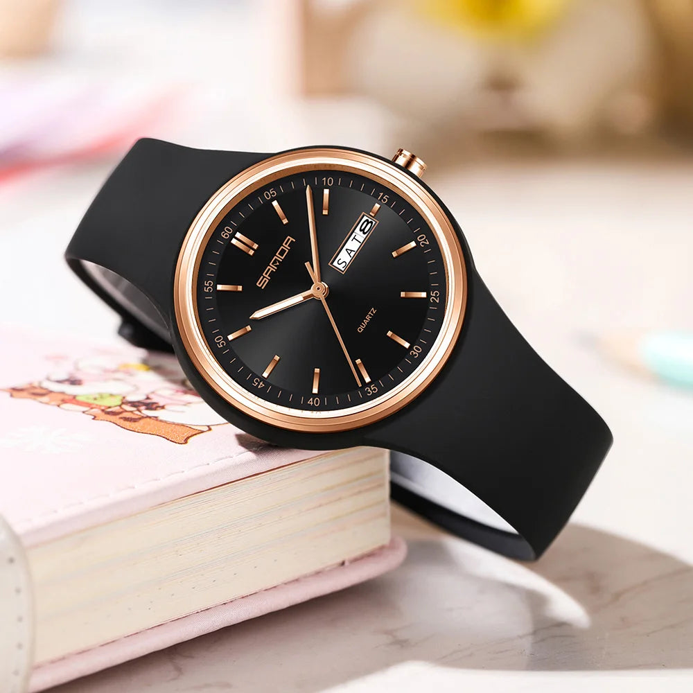 Fashion Calendar High Guality Women's Quartz Watch Silicone strap Ladies Watches Simple Elegant Watch For Woman Lady Reloj Mujer