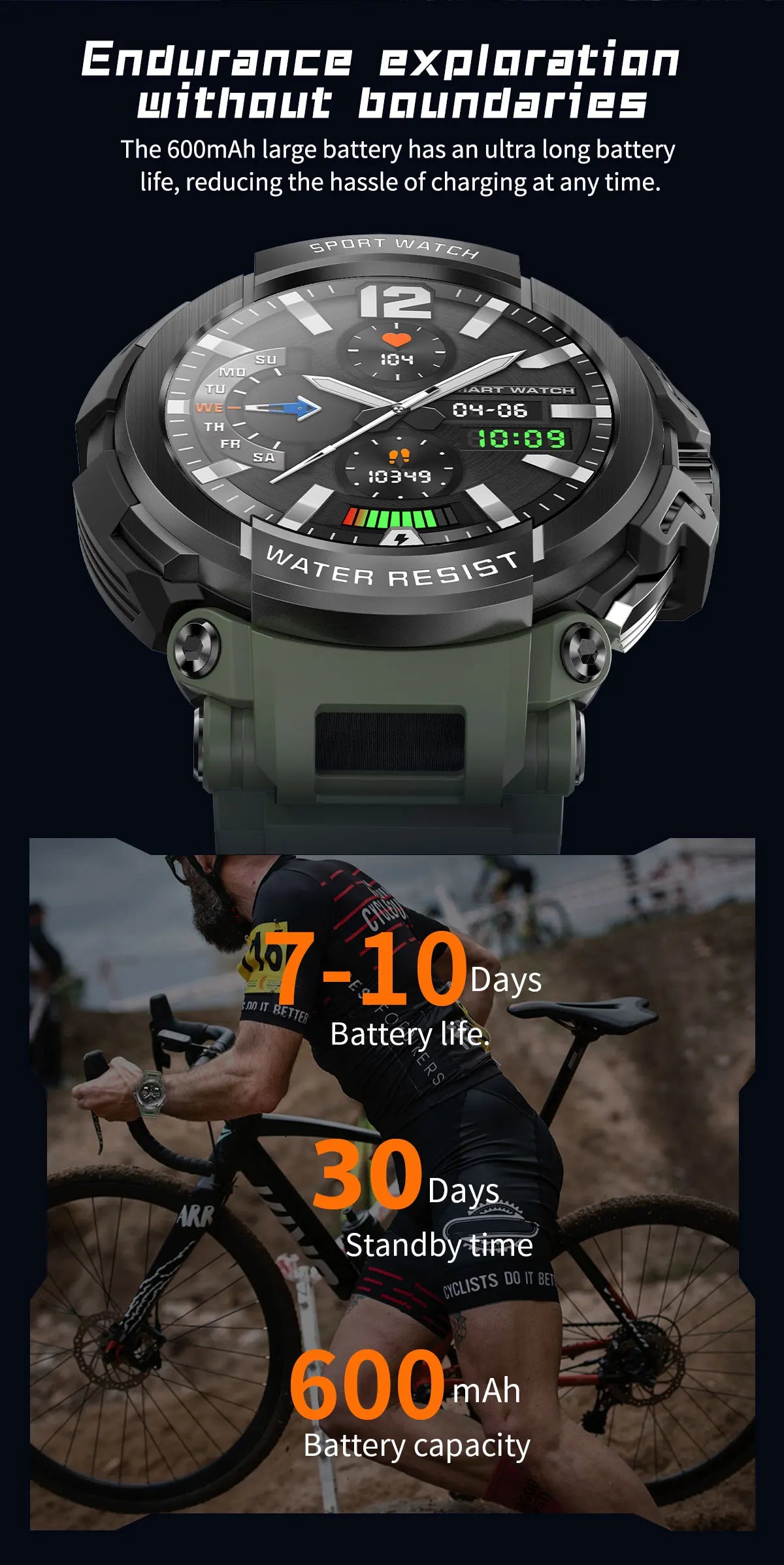 2025 New Men Smartwatch 1.5" HD Screen Military Watch Call IP68 Waterproof 100 Sport Modes Smart Watch with 600mAh Large Battery