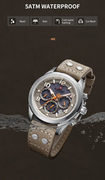 NAVIFORCE Luxury Watches for Men Eco-Drive Movement Casual Genuine Leather Strap 5ATM Waterproof Luminous Wristwatches Gift 2025