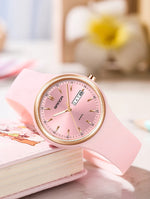 Fashion Calendar High Guality Women's Quartz Watch Silicone strap Ladies Watches Simple Elegant Watch For Woman Lady Reloj Mujer