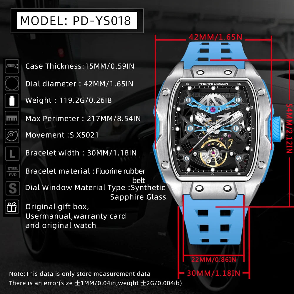 PAGANI DESIGN New 42MM Skeleton Dial Men's Mechanical Watch Luxury Brand Sapphire Glass Automatic Watch 50M Waterproof Watch Men