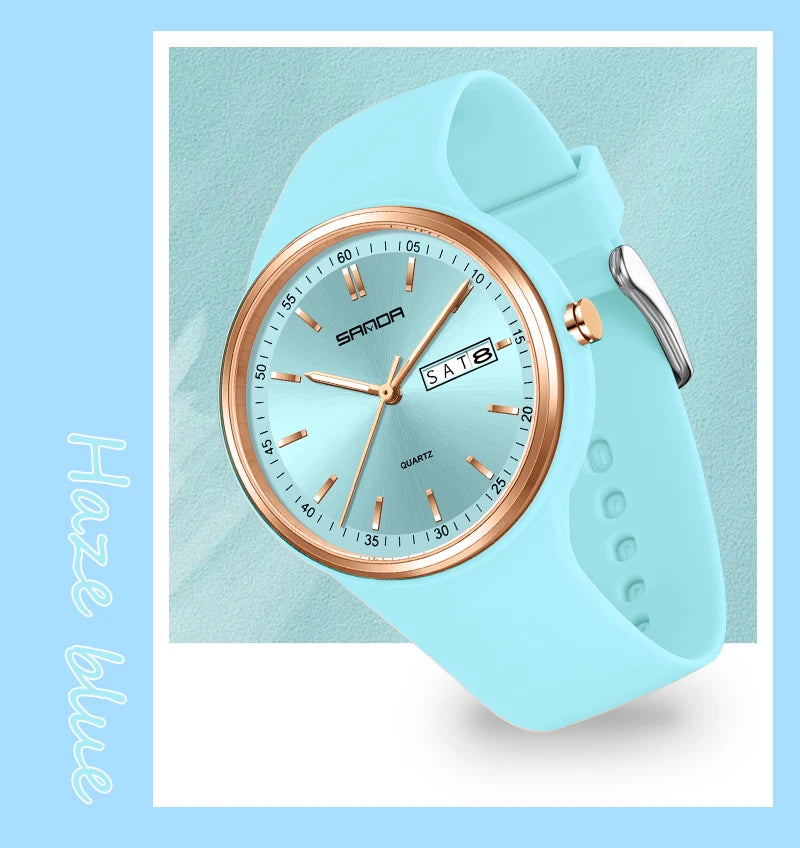 Fashion Calendar High Guality Women's Quartz Watch Silicone strap Ladies Watches Simple Elegant Watch For Woman Lady Reloj Mujer