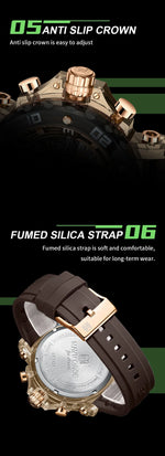 NAVIFORCE for Men Silicone Strap Luxury Fashion Quartz Watches Wrist watch Sports Chronograph 5TM Waterproof Male Watches GIfts