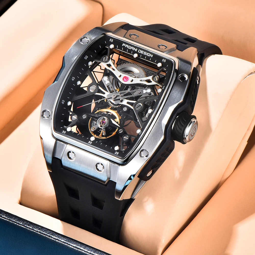 PAGANI DESIGN New 42MM Skeleton Dial Men's Mechanical Watch Luxury Brand Sapphire Glass Automatic Watch 50M Waterproof Watch Men