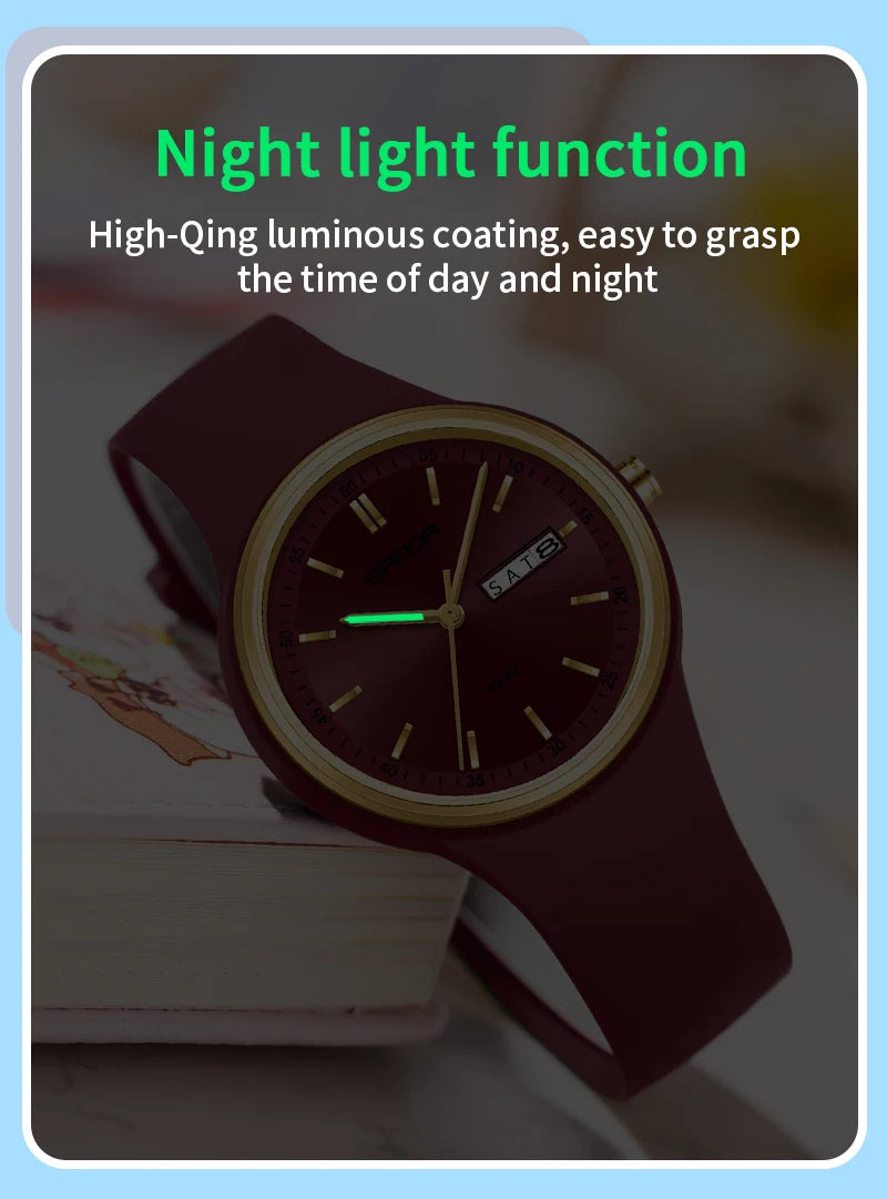 Fashion Calendar High Guality Women's Quartz Watch Silicone strap Ladies Watches Simple Elegant Watch For Woman Lady Reloj Mujer