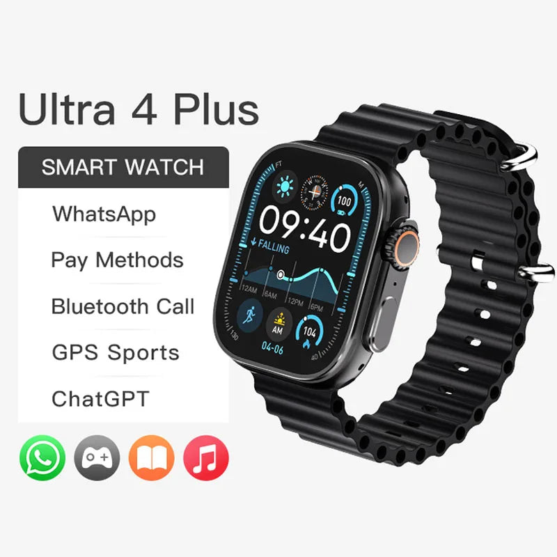 Ultra 4 AI Smart Watches 2.2'' Screen IP68 Waterproof Smartwatch for Men Women Bluetooth Calls Fitness Tracker GPS Sport Modes