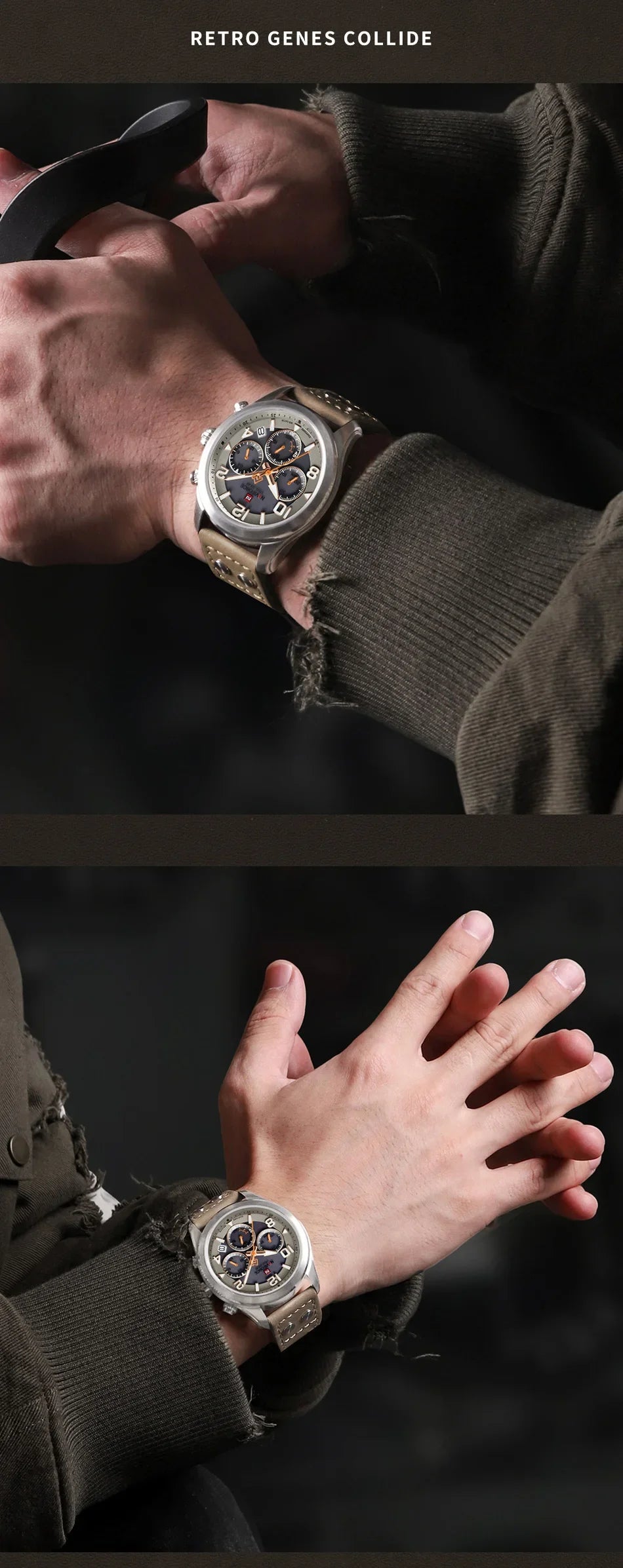 NAVIFORCE Luxury Watches for Men Eco-Drive Movement Casual Genuine Leather Strap 5ATM Waterproof Luminous Wristwatches Gift 2025