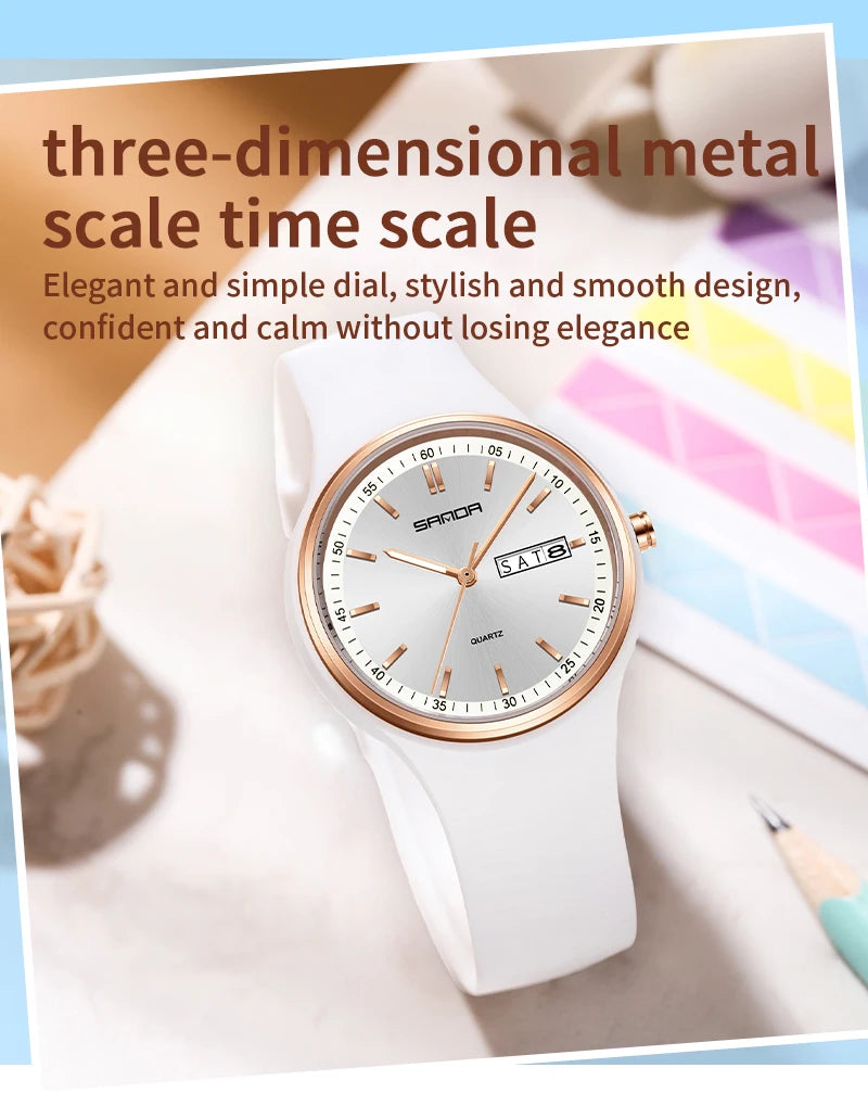 Fashion Calendar High Guality Women's Quartz Watch Silicone strap Ladies Watches Simple Elegant Watch For Woman Lady Reloj Mujer