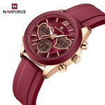 NAVIFORCE Silicone Strap Watches New Dual Display Time Women's Wrist Watch Fashion SimpleWaterproof Elegant Ladies's Bracelet
