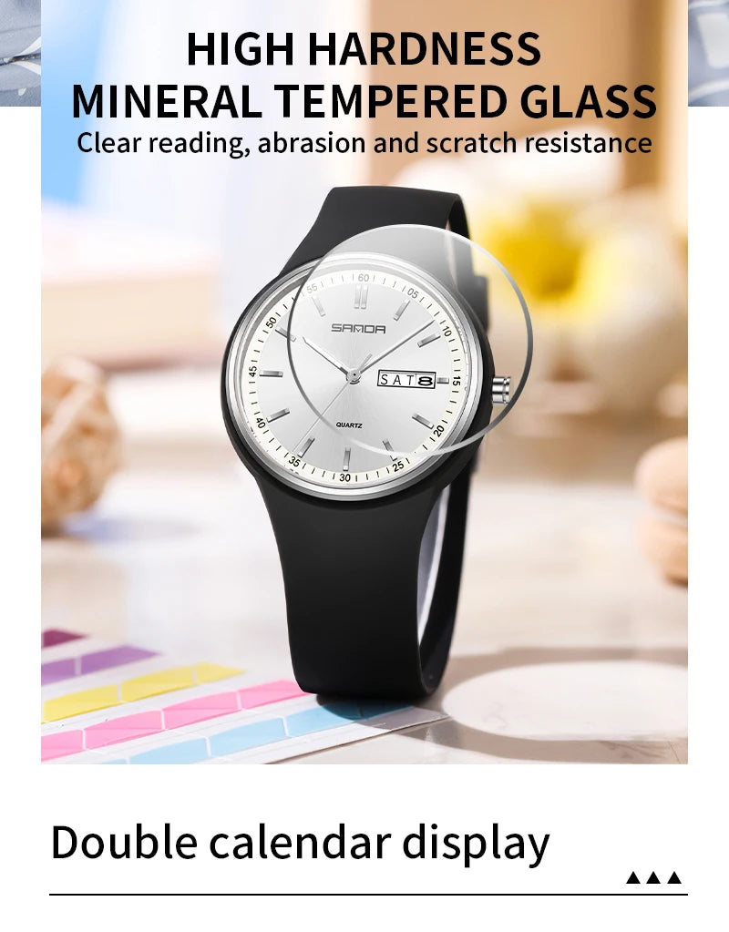 Fashion Calendar High Guality Women's Quartz Watch Silicone strap Ladies Watches Simple Elegant Watch For Woman Lady Reloj Mujer