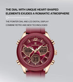 NAVIFORCE Silicone Strap Watches New Dual Display Time Women's Wrist Watch Fashion SimpleWaterproof Elegant Ladies's Bracelet
