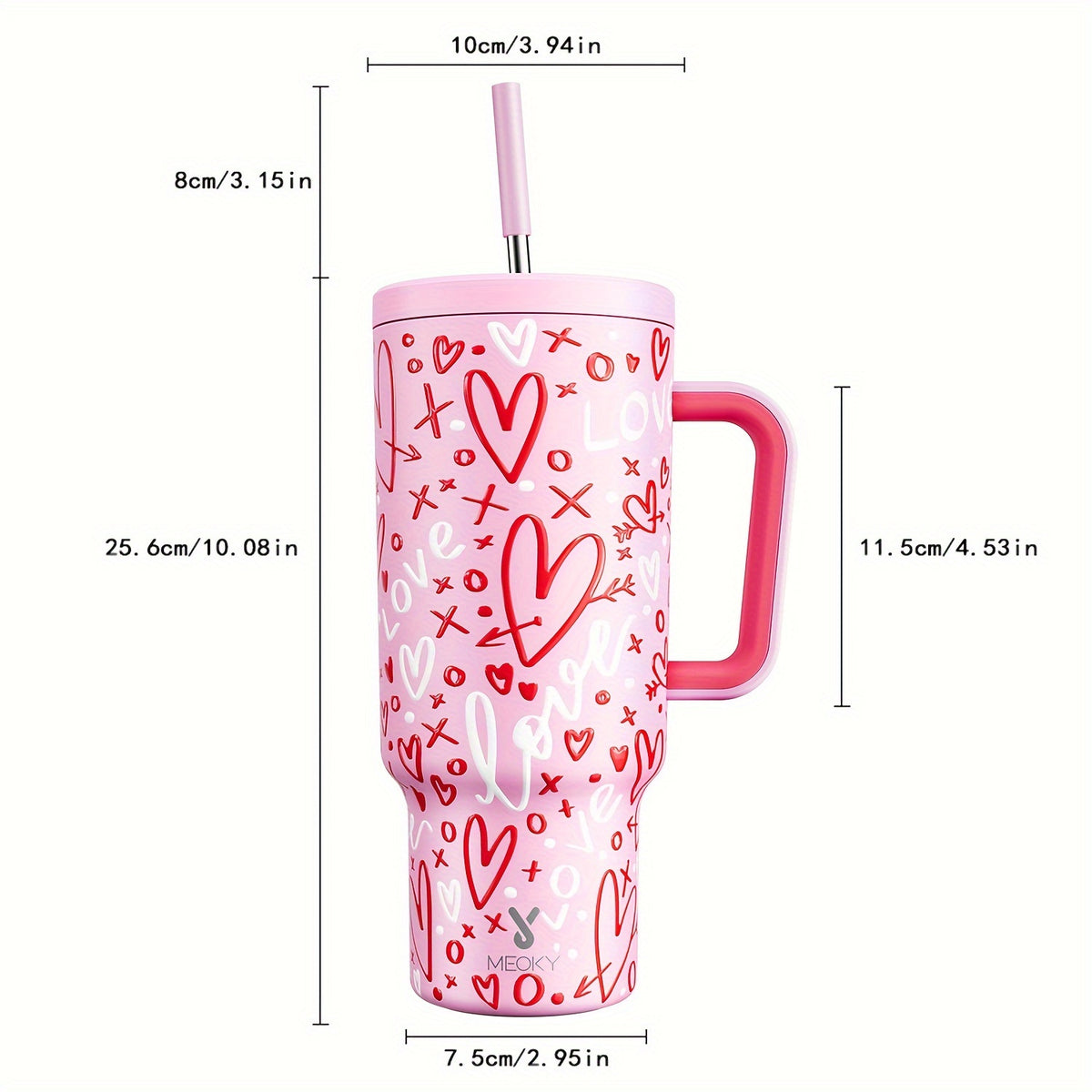 Hydrate in Style: Meoky 40oz Stainless Steel Tumbler with Handle | Drinkware | - Shoppix