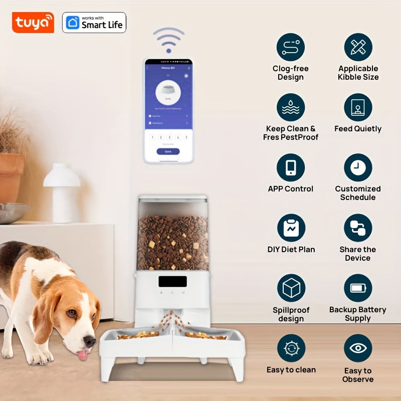 Tuya Smart Automatic Pet Feeder - Remote Control & WiFi Connectivity | Pet Accessories|