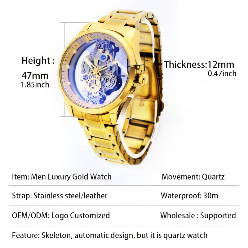 Sleek Stainless Steel Hollow Skeleton Watch | Men's Watches | - Shoppix