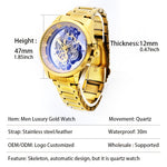 Sleek Stainless Steel Hollow Skeleton Watch | Men's Watches | - Shoppix