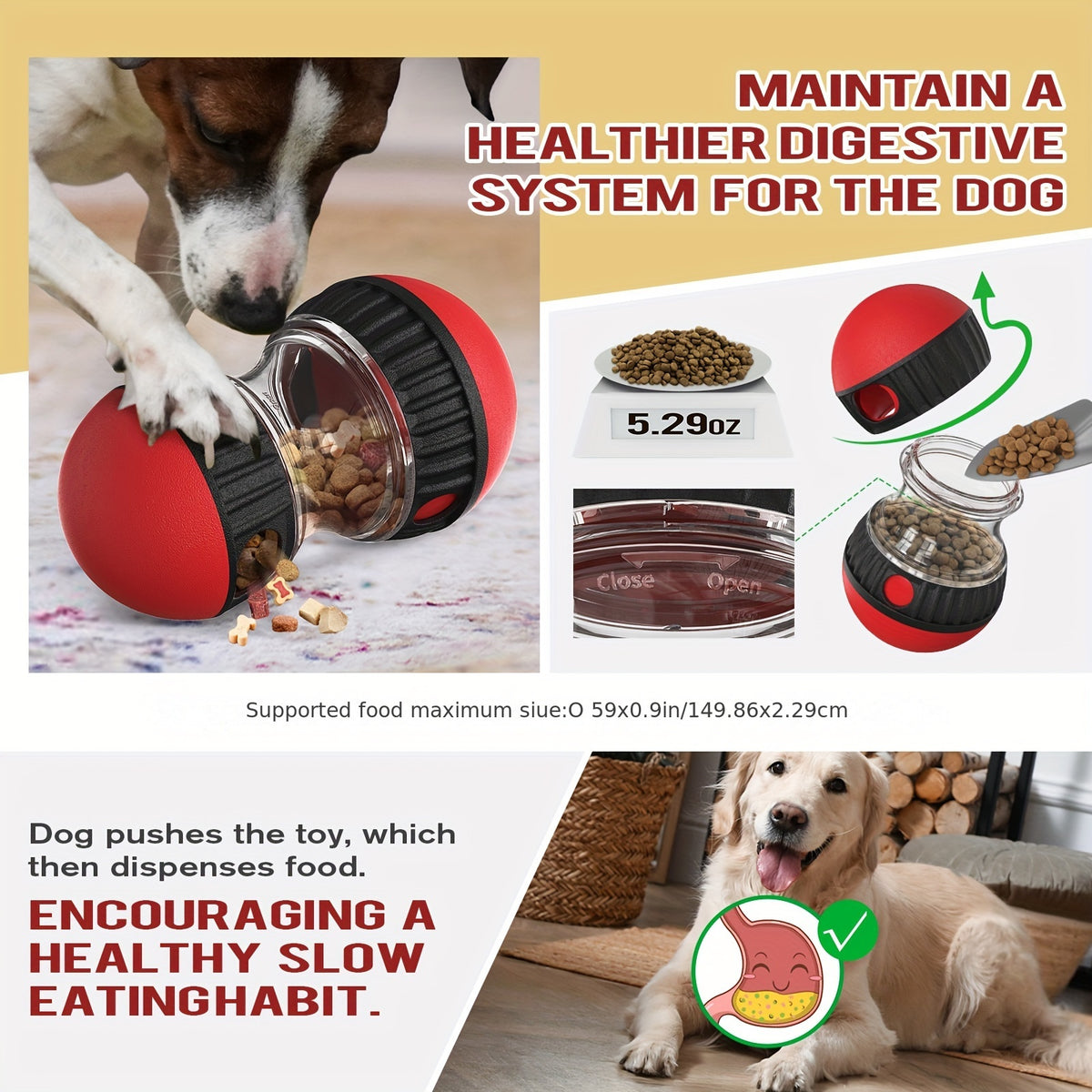 Slow Feeding Interactive Dog Toy - Food-Hiding Ball | Pet Accessories|