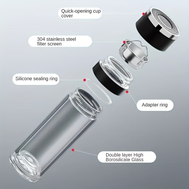 Stay Refreshed Anywhere: 17oz Double Wall Glass Water Bottle with Tea Strainer | Drinkware | - Shoppix