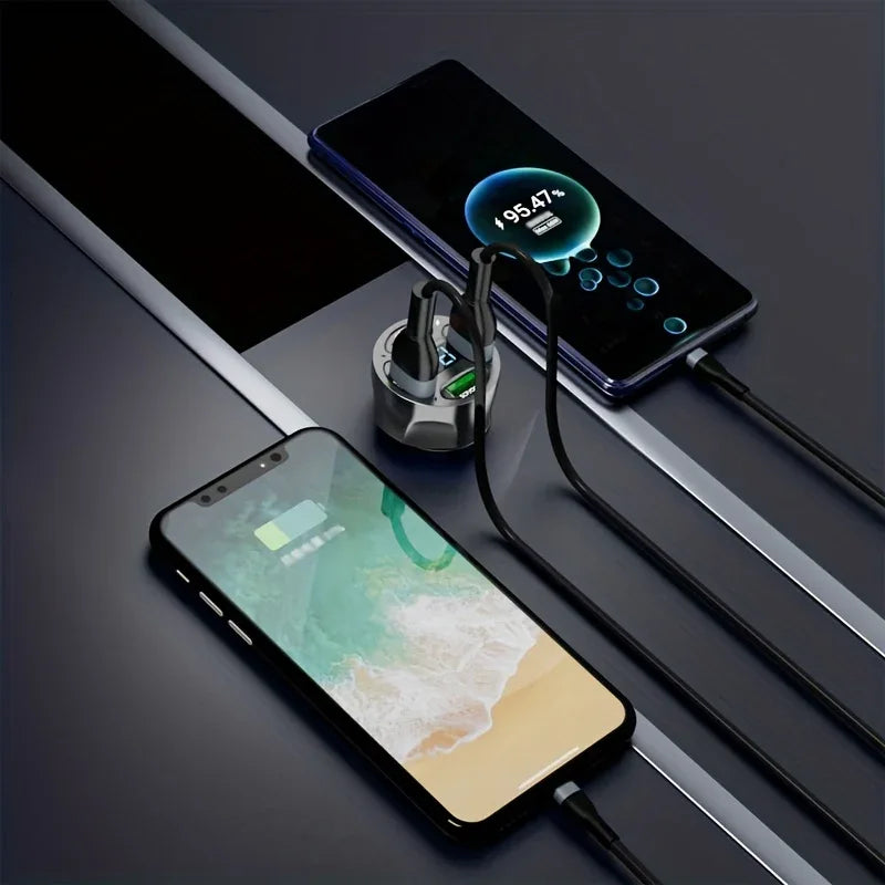 High-Speed 120W 4-in-1 Car Charger with Digital Display | Car Accessories | - Shoppix
