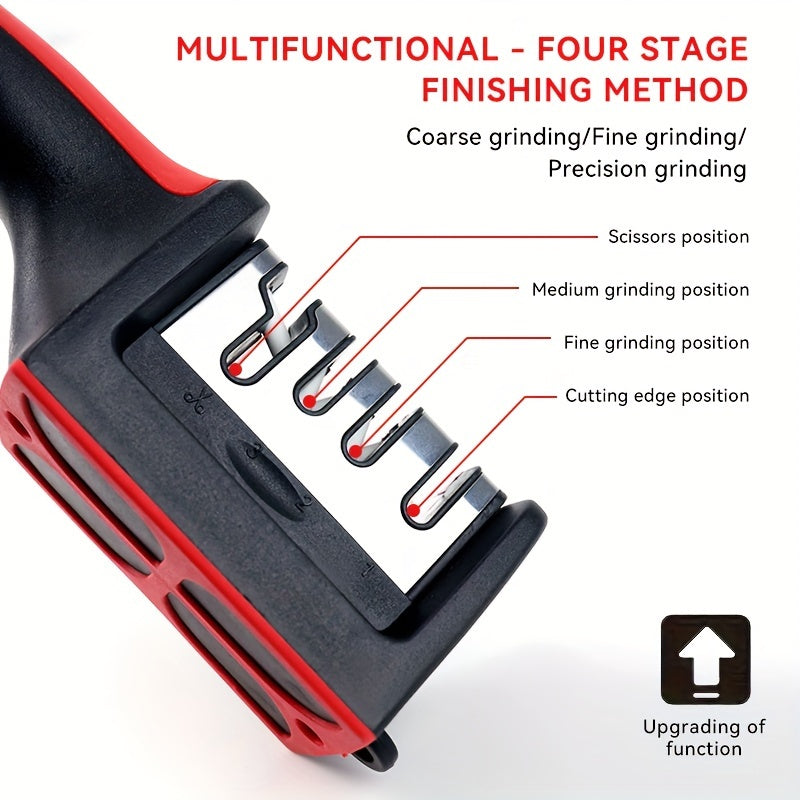 4-Stage Kitchen Knife Sharpener – Diamond, Ceramic & Tungsten Steel Blades for Precision Sharpening