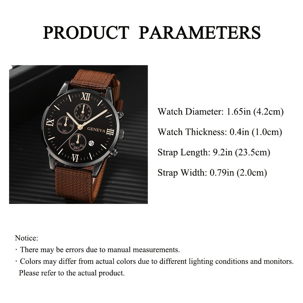 Sporty Elegance: Men's 4-Piece Casual Nylon Watch Set | Men Watches And Bracelets | - Shoppix