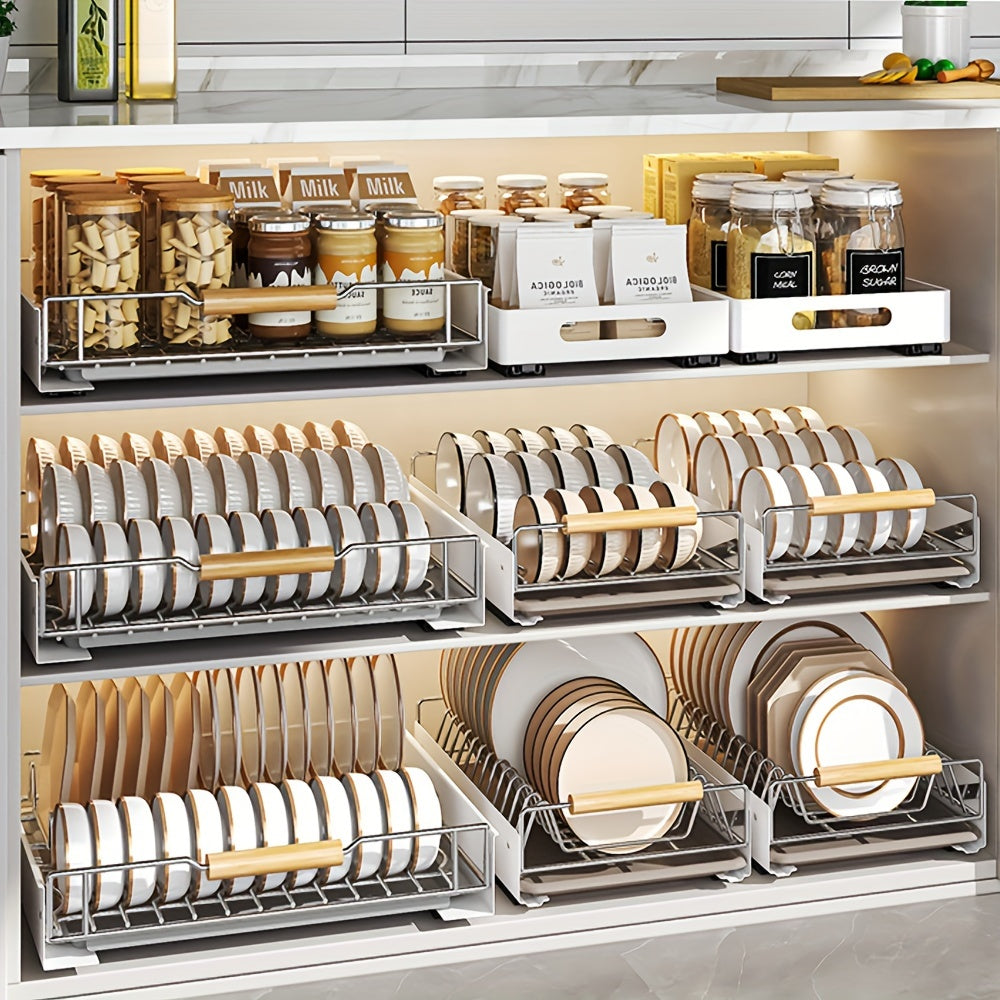 Heavy Duty Slide-Out Pantry Shelves – Metal Dish Multipurpose Drying Storage Racks, Expandable Kitchen Organization