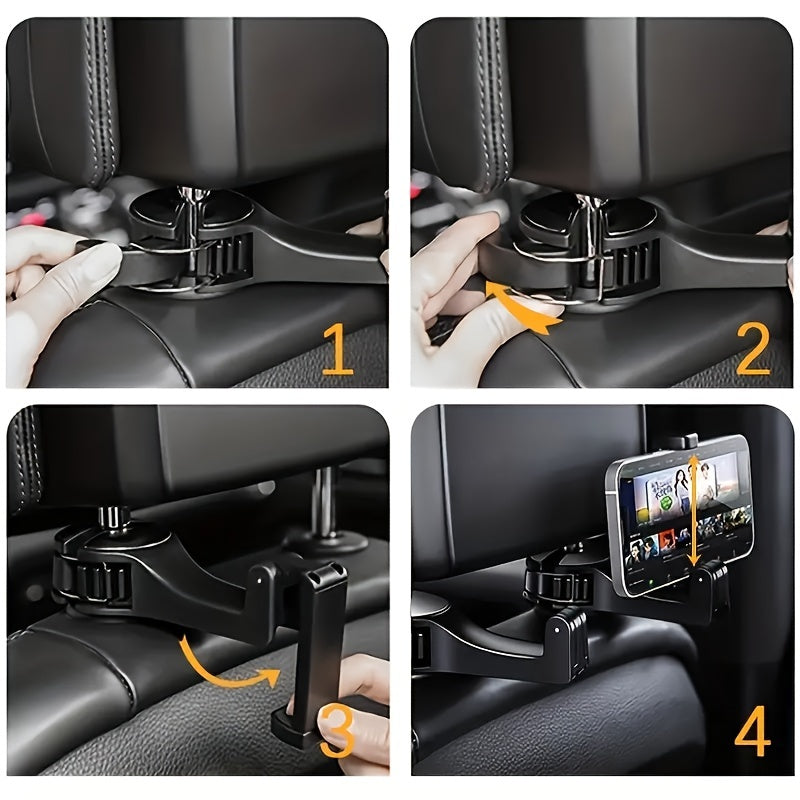 Car Seat Hidden Hook with Rear Cell Phone Holder | Car Accessories | - Shoppix