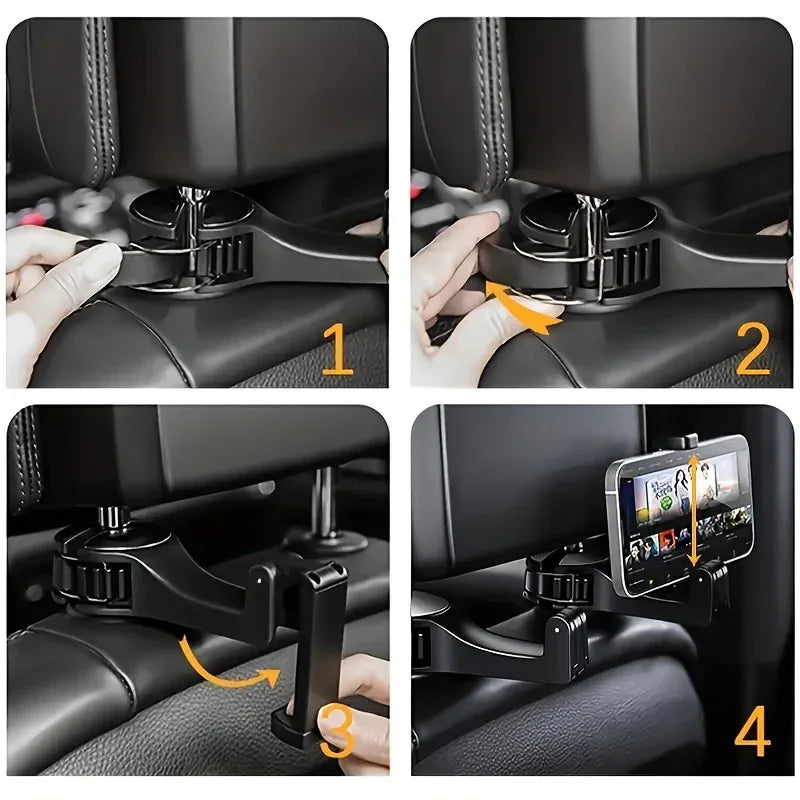 Car Seat Hidden Hook with Rear Cell Phone Holder | Car Accessories | - Shoppix