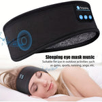 Thin Soft Elastic Wireless Headphones - Sleeping Sports Headband with Eye Mask for Side Sleepers, Wireless & Rechargeable