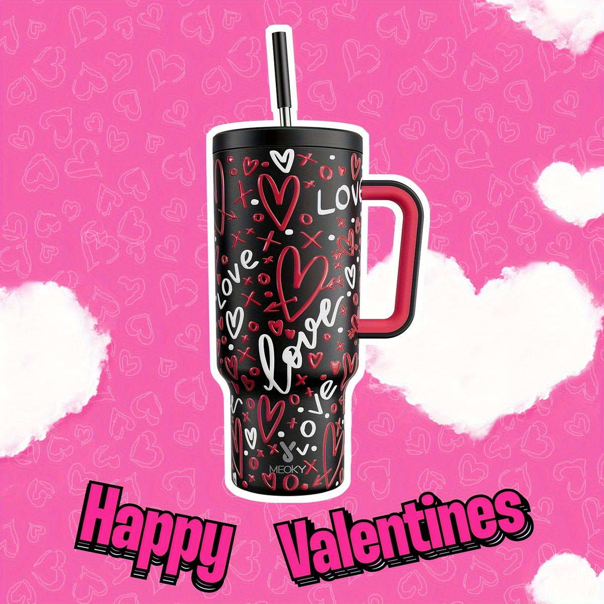 Hydrate in Style: Meoky 40oz Stainless Steel Tumbler with Handle | Drinkware | - Shoppix