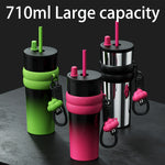 Sip in Style: 24oz Stainless Steel Tumbler with Straw and Lid | Drinkware | - Shoppix