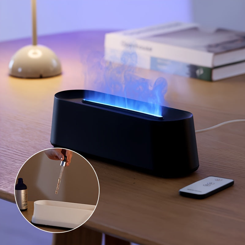 Ultimate Bedroom Ambiance: USB Flame Air Humidifier with Remote Control | Air Quality | - Shoppix