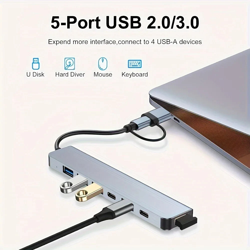 Simplifiez votre connectivité avec le hub USB-C 8 en 1 | Accessoires de chargement |