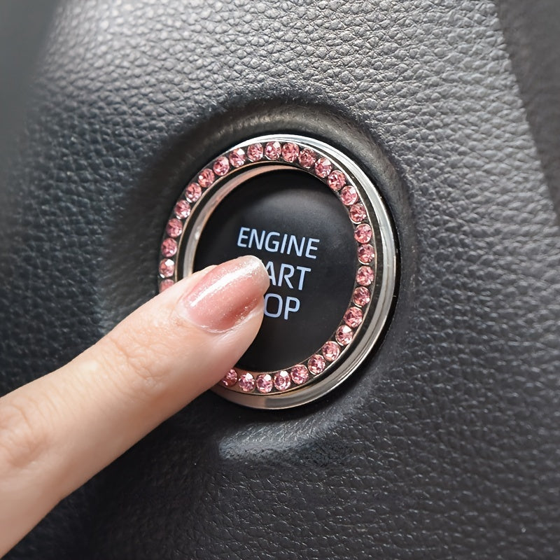 Add Sparkle to Your Car's Interior with Rhinestone Ignition Ring Decoration | Car Accessories| - Shoppix