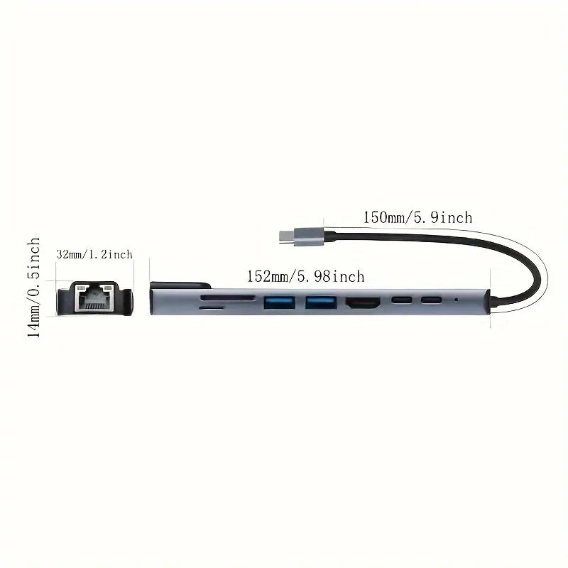 Expand Your Connectivity with the 8-in-1 USB-C Hub HDTV Adapter with Ethernet | Charging Accessories|