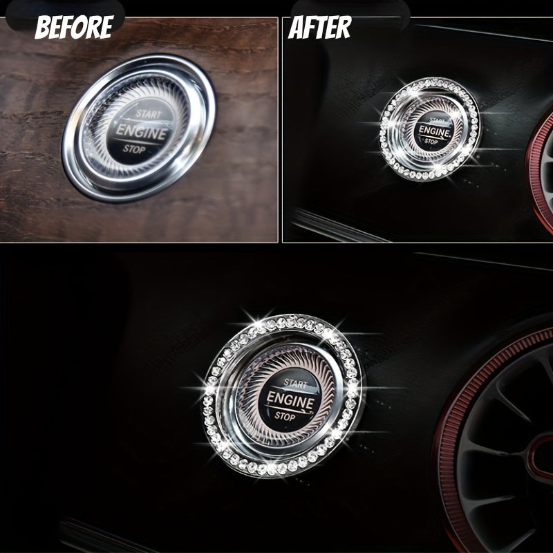 Add Sparkle to Your Car's Interior with Rhinestone Ignition Ring Decoration | Car Accessories| - Shoppix