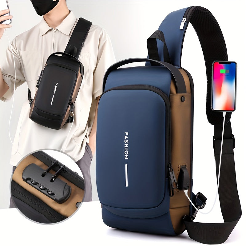 Stylish Anti-Theft Shoulder Bag with USB Charging Port for Men | Bags and Luggage | - Shoppix