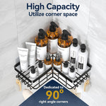 3er-Pack schwarzes Duschregal zur Wandmontage mit 8 Haken, Eck-Dusch-Organizer, Seifenhalter, für Badezimmer, Küche, Arbeitsplatte