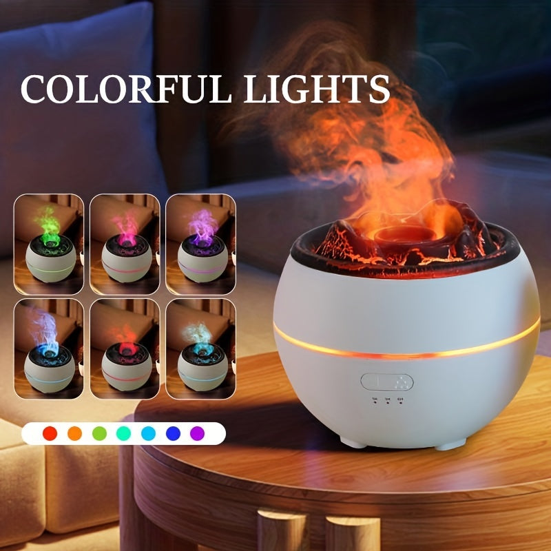 Volcano Flame Essential Oil Diffuser With 7 Colors Mist - Revitalize Your Space with Aroma and Ambiance | Air Quality | - Shoppix