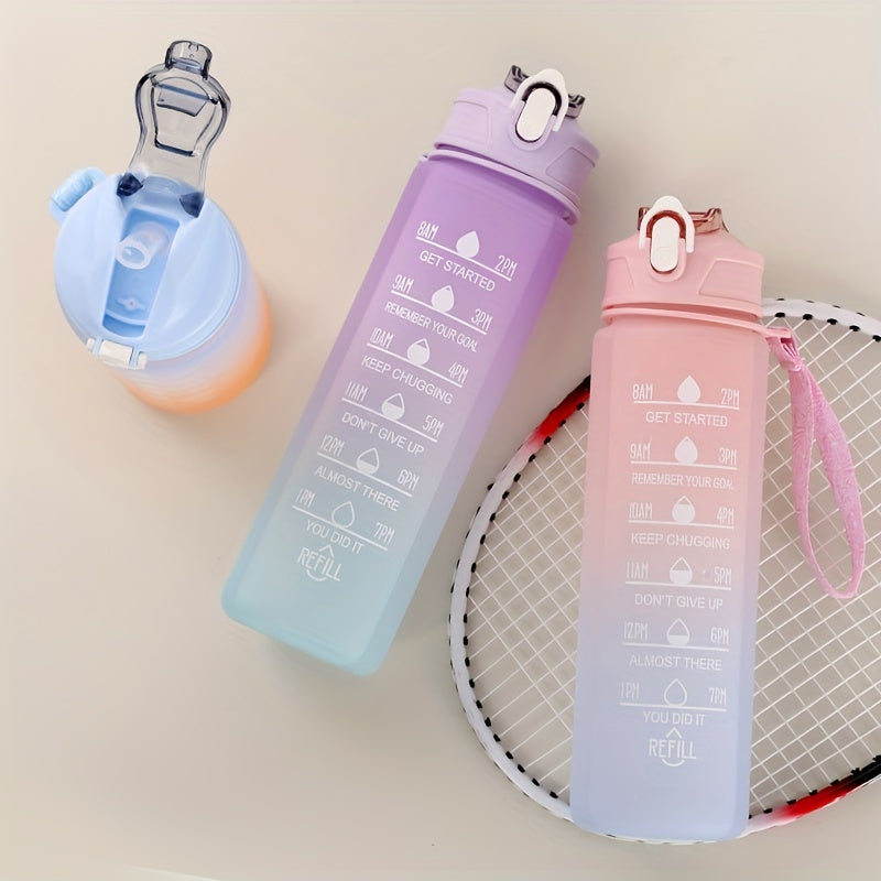 Stay Hydrated, Stay Motivated: 750ml Water Bottle with Time Marker and Straw | Drinkware | - Shoppix