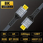 8K HDMI Cable 2.1 48Gbps, Hdmi 2.1 High Speed HDMI Braided Cord-4K@120Hz 8K@60Hz, DTS:X, HDCP 2.2 & 2.3, HDR 10 Compatible With Roku TV/PS5/PS4HDTV/RTX 3080/RTX 3090/Blu-ray