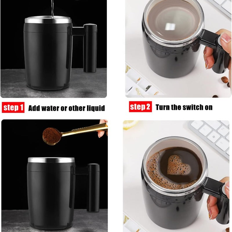 Ultimate Convenience: Rechargeable Self-Stirring Coffee Mug (14oz) | Drinkware | - Shoppix