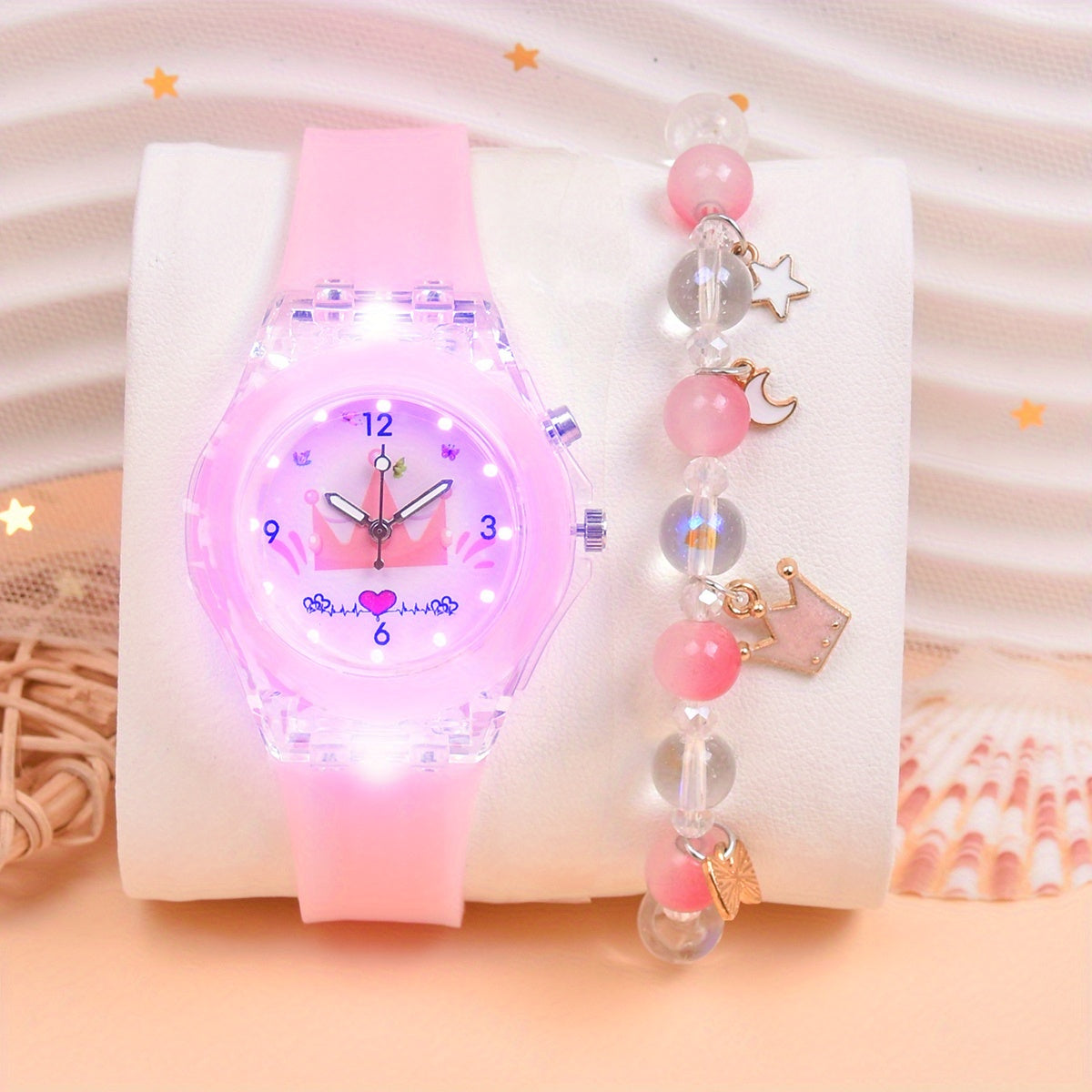 Sparkle and Shine with the Girls LED Luminous Wrist Watch Set | Kids Watches| - Shoppix