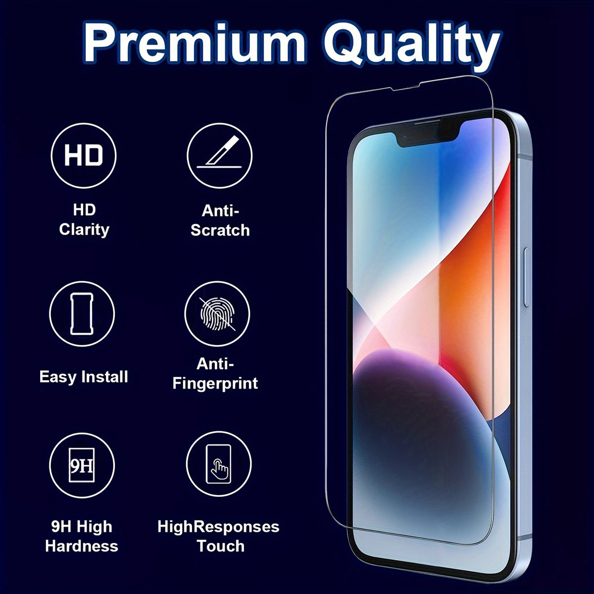 Premium-Qualität, 3 Stück gehärtetes Glas + 3 Stück Displayschutzfolie aus Glas mit vollständiger Abdeckung für das Kameraobjektiv für iPhone 11 12 13 14 Pro Max 14 Plus 15 15pro