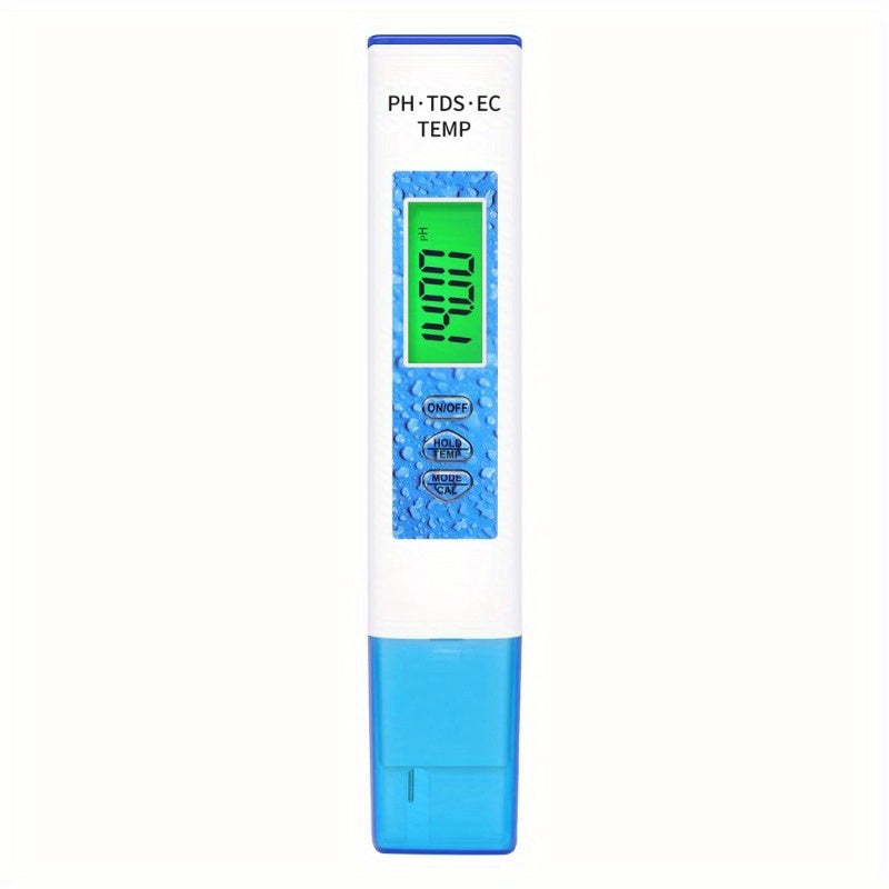 1 Stück, 4-in-1-Wasserqualitätstester, PH-Meter, EC/TDS/TEMP-Monitor, digitaler LCD-Hintergrundbeleuchtung, Pools, Trinkwasser, Aquarium, Analysegerät