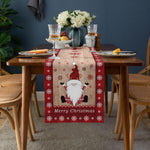 Weihnachtstischläufer mit Weihnachtsmann aus Polyesterfaser – Tischschal mit Schneeflocken- und Büffelkaromuster für Dinnerpartys, festliche Feiertagsdekoration