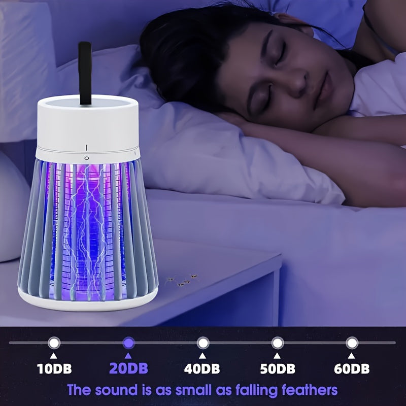 Portable UV LED Mosquito Killer Lamp - 360° Insect Repellent, USB Rechargeable with 800mAh Battery, Non-Toxic, Includes Hook for Indoor & Outdoor Use